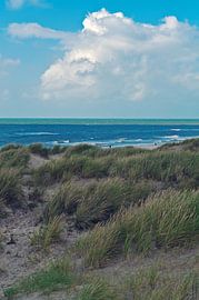 Duinen en wolken aan de Noordzee in Denemarken  van Silva Wischeropp