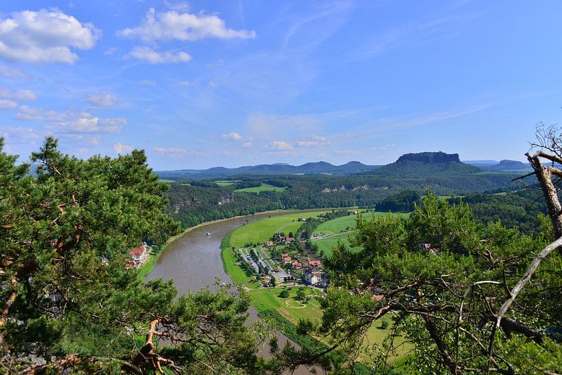 View from the Bastei to the Elbe and Königstein Castle by Ingo Laue