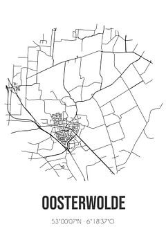 Oosterwolde (Fryslan) | Map | Black and white by Rezona