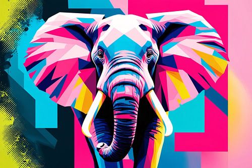 Kleurrijke geometrische olifant kunst