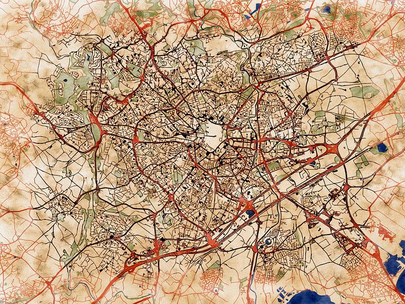 Map of Montpellier with the style 'Serene Summer' by Maporia