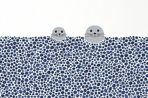 Cache-cache dans les vagues bleues