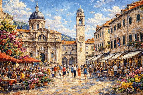 Schilderij van Dubrovnik in Kroatië.