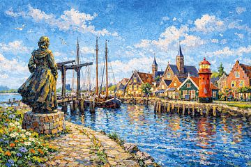 A painting of Stavoren in the Netherlands. by Johannes