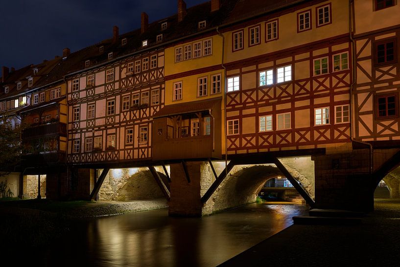 Krämerbrücke by night by Heiko Kueverling