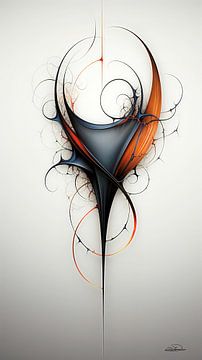 abstrakte Figur in Blau und Orange von Gelissen Artworks