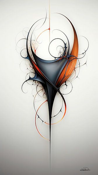 abstract figuur in blauw en oranje van Gelissen Artworks