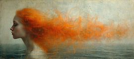 Portrait de femme orange sur Caprices d'Art