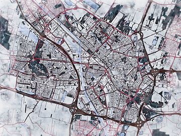 Kaart van Utrecht in de stijl 'White Winter' van Maporia