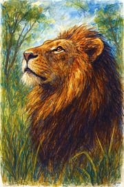 Löwen malerei. von Galerie Hoppenbrouwers