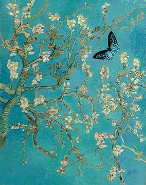 Amandelbloesem - Vincent van Gogh - met vlinder