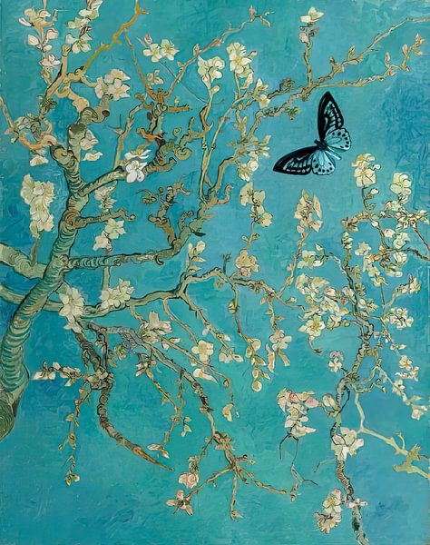 Almond blossom - Vincent van Gogh - with butterfly by Digital Art Studio