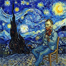 Abstract Violin Symphony Under the Starry Night Sky by Aden Pink Galerry