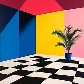 Bunte geometrische Raumgestaltung von Poster Art Shop