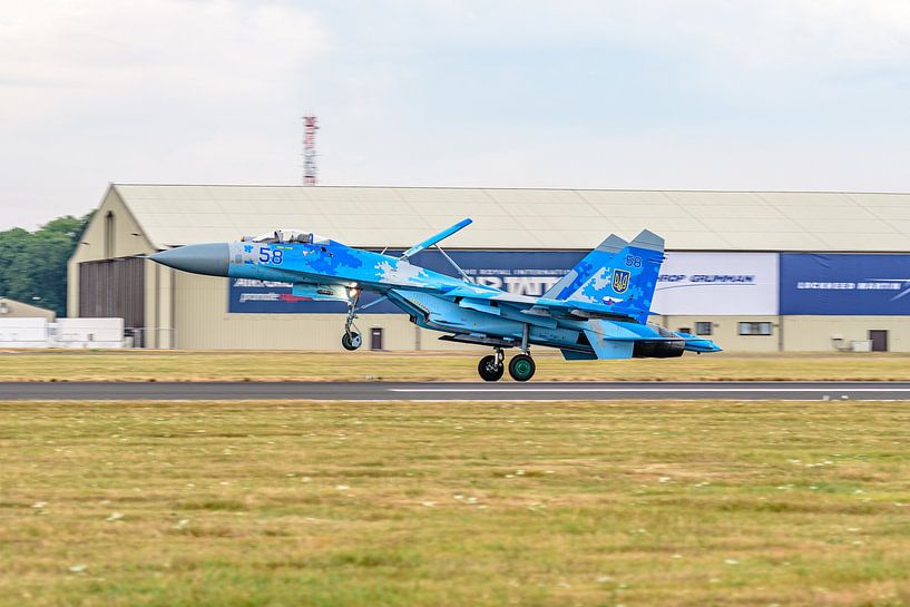 Landing Sukhoi SU-27 of the Ukrainian air force. by Jaap van den Berg