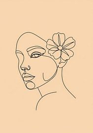 Line Art von Frau's Gesicht mit Blume von Markus Gann