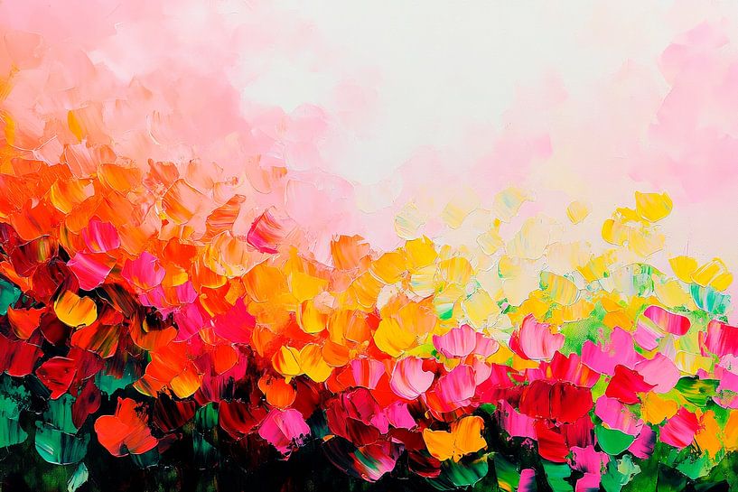 Bunte Blumenwiese in Pastellfarben von Poster Art Shop