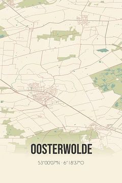 Vintage landkaart van Oosterwolde (Fryslan) van Rezona