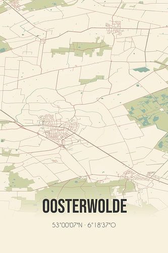 Vintage landkaart van Oosterwolde (Fryslan)