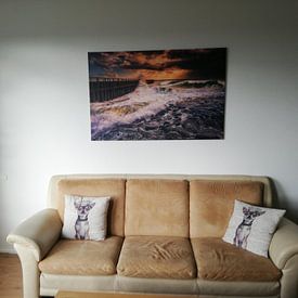 Photo de nos clients: Tempête d'automne sur la côte néerlandaise par Sander Poppe, sur toile