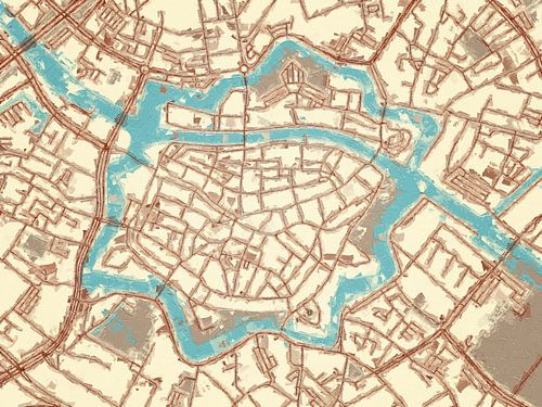 Carte de Zwolle Centrum dans le style Blue & Cream