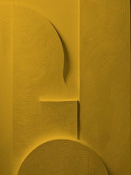 Minimalisme abstrait - Formes organiques en jaune moutarde