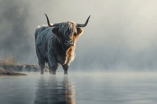 Scottish Highlander Bathing in Middle Delfland