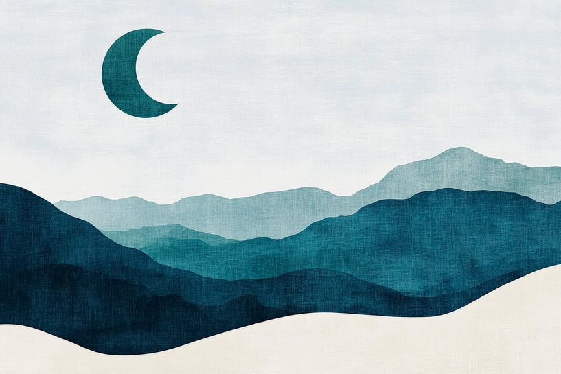 Moonlight over rolling hills by Poster Art Shop