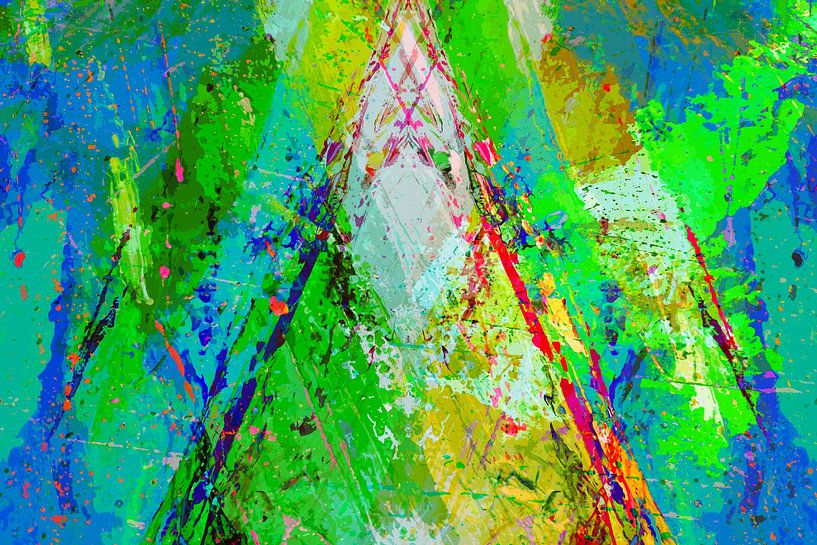 Modern, Abstract Digital Artwork in Green Blue by Art By Dominic