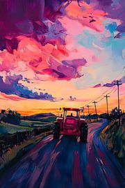 Balade en tracteur au crépuscule sur Poster Art Shop