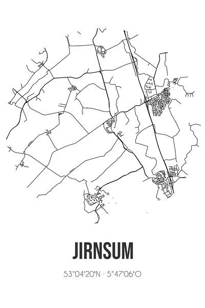 Jirnsum (Fryslan) | Landkaart | Zwart-wit van Stad & Wand