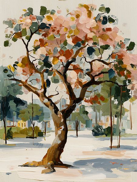 Baum im Herbst auf einem Platz von Lina van Oers
