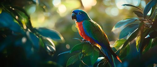 Colourful parrot in the light