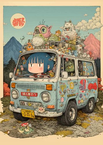 Girl and Car with Creature