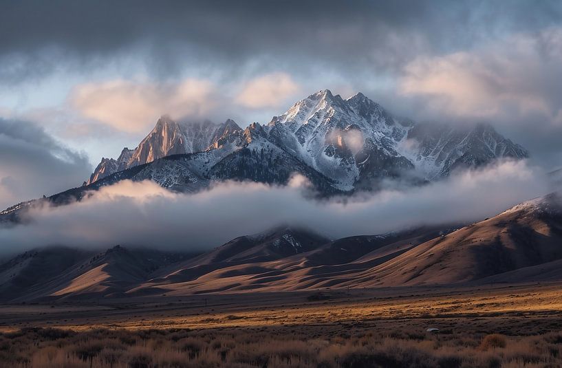 Lichtgekrönte Berggipfel von fernlichtsicht