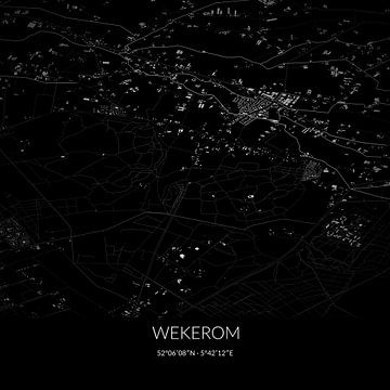 Schwarz-weiße Karte von Wekerom, Gelderland. von Rezona