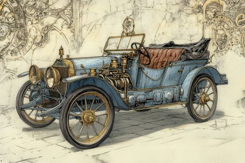 Detailed drawing of a classic car? artistic style 