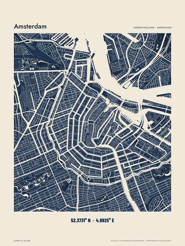 Amsterdam city map in navy