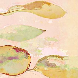 De lente komt eraan - bladabstractie pastel van FRESH Fine Art