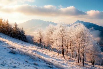 Winterlandschap bergen van Poster Art Shop