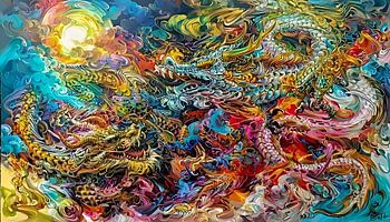 Drakendans in wolken