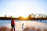 Winters landschap met schaatsers in Almere (Flevoland) van Laura V thumbnail