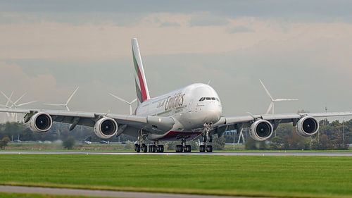 Emirates Airbus A380 passenger aircraft. by Jaap van den Berg