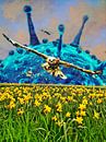 Corona au printemps (virus et buse au-dessus d'un champ de jonquilles) par Ruben van Gogh - smartphoneart Aperçu