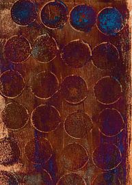 Abstract modern painting. Organic shapes in rusty brown and blue by Dina Dankers