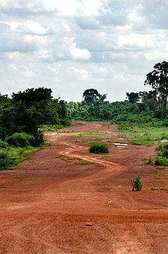 Een verlaten weg in Laos van Eline Willekens