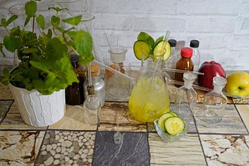 Komkommer Gin Basil Cocktail in een fles van Babetts Bildergalerie