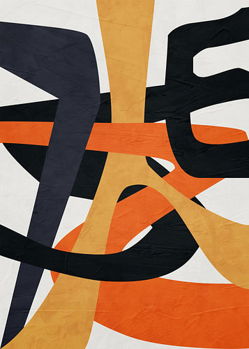 Abstract, organic-geometric modern art in earth tones