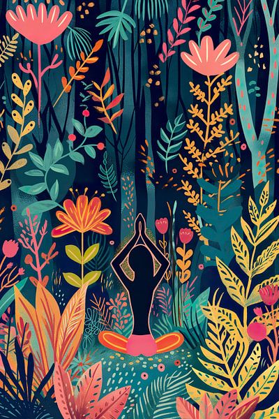 Yoga dans la forêt de fleurs par Whale & Sons