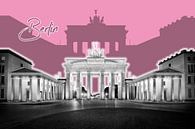 BERLIJN, de Brandenburger Tor | Grafische Kunst | roze van Melanie Viola thumbnail